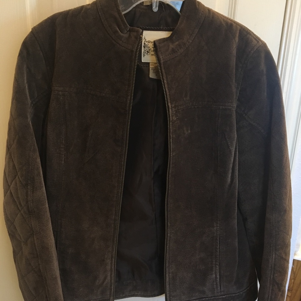 Sz Small suede 100% leather bomber jacket